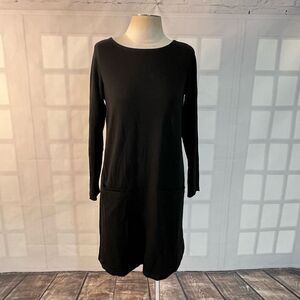 Eileen fisher black long sleeve tunic dress with pockets size small